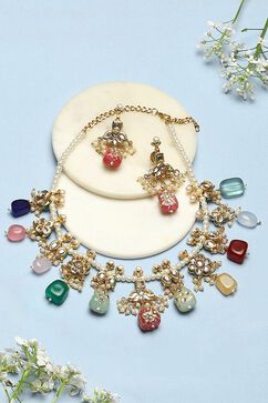 Multicolour Brass Necklace Set image number 0